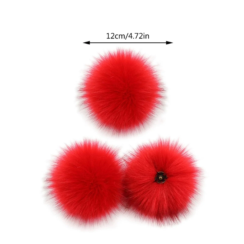 3Pcs 10cm DIY Colorful Furry Pom Pom Ball with Press Button for Hat Shoes Scarf Drop Shipping