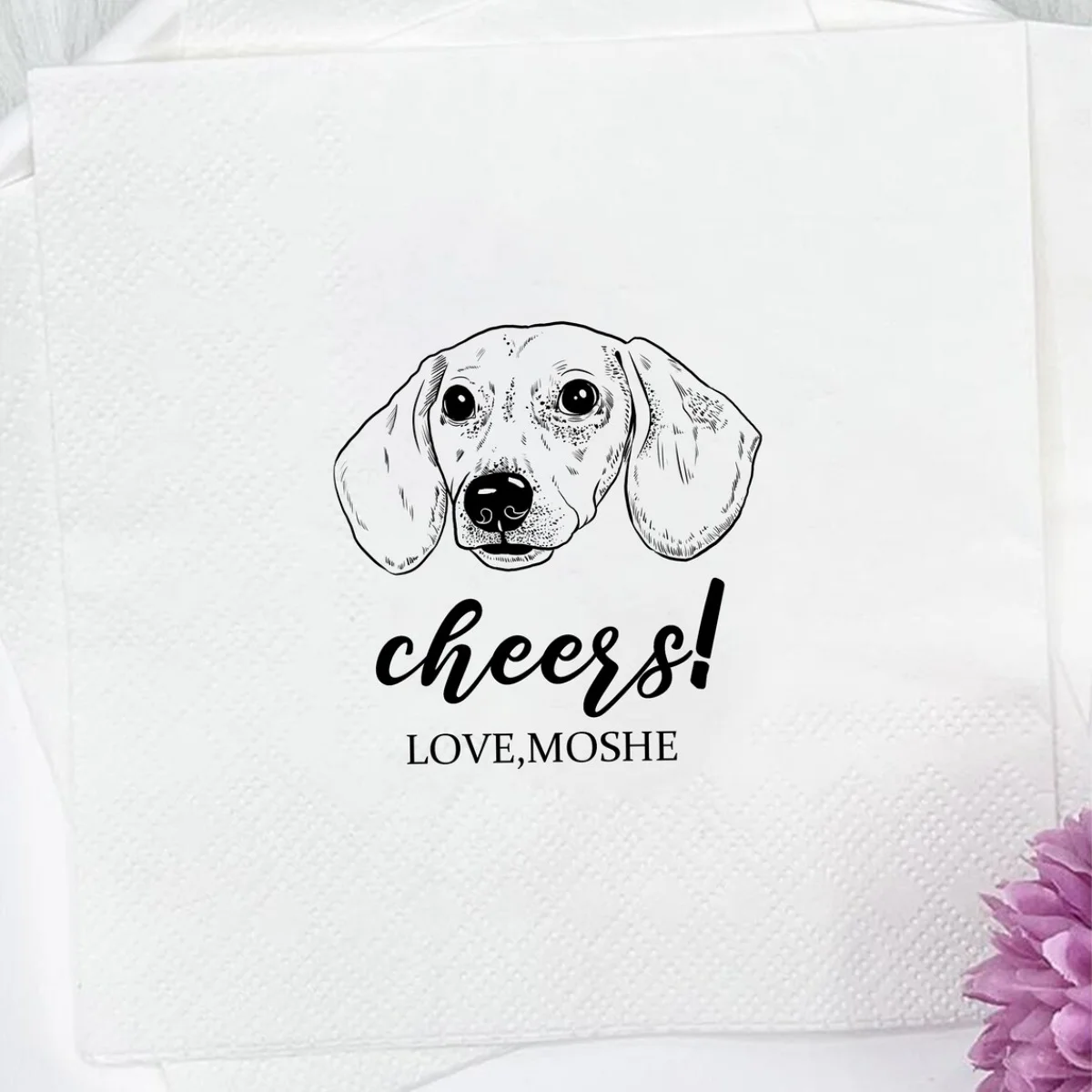 

50 Dog Luncheon Napkins, Bar Napkins, Pet Cocktail Napkins,Custom Photo Napkins, Custom Wedding Napkins Illustrated Pet Wedding