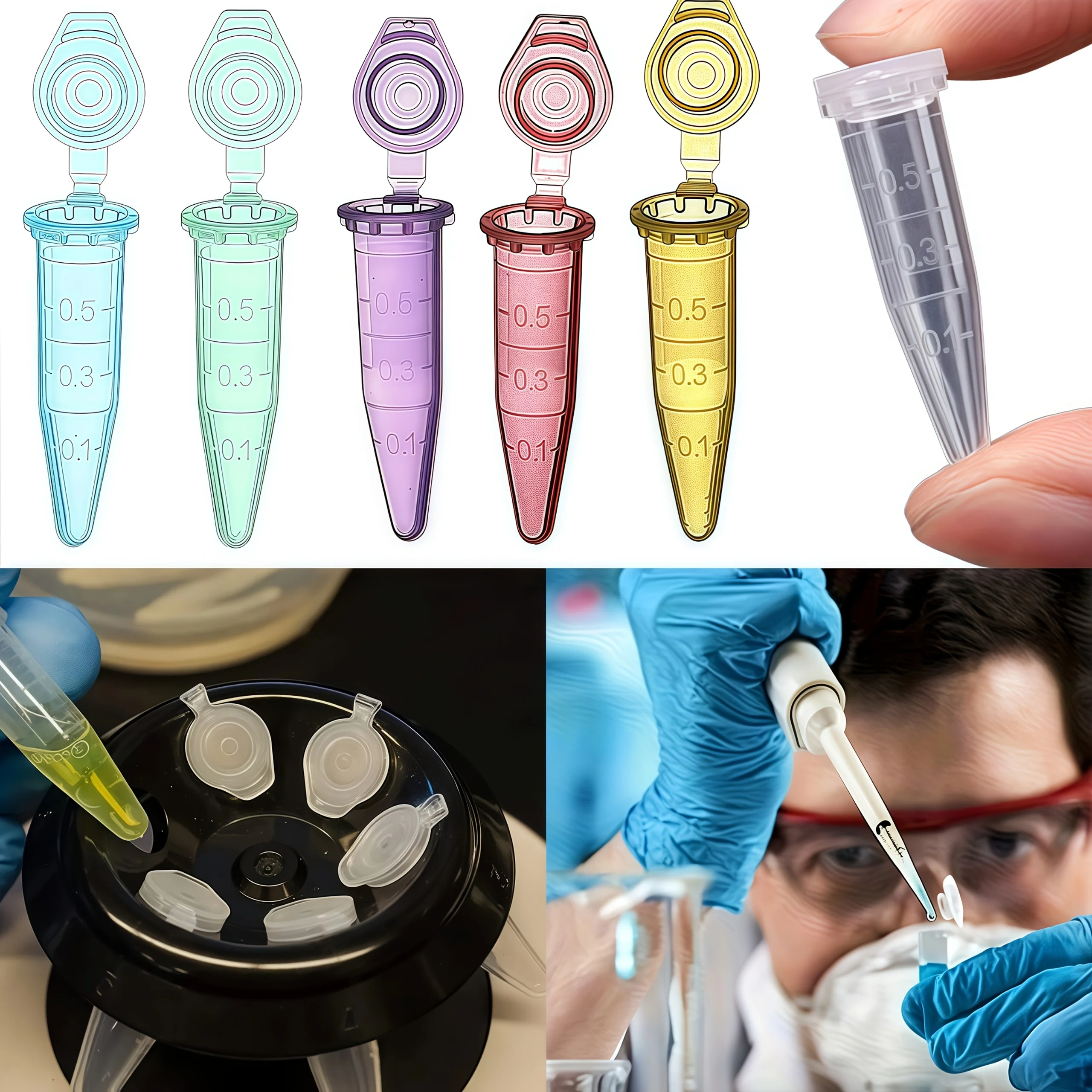 300 pieces of centrifuge tubes of various colors, 0.5 ml, suitable for laboratory use, seed preservation, etc.