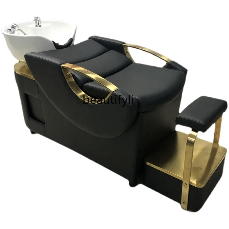 Barber Shop Electric Shampoo Chair Japanese Entry Lux Smart Massage Half Lying Flushing Bed Silicone Pillow