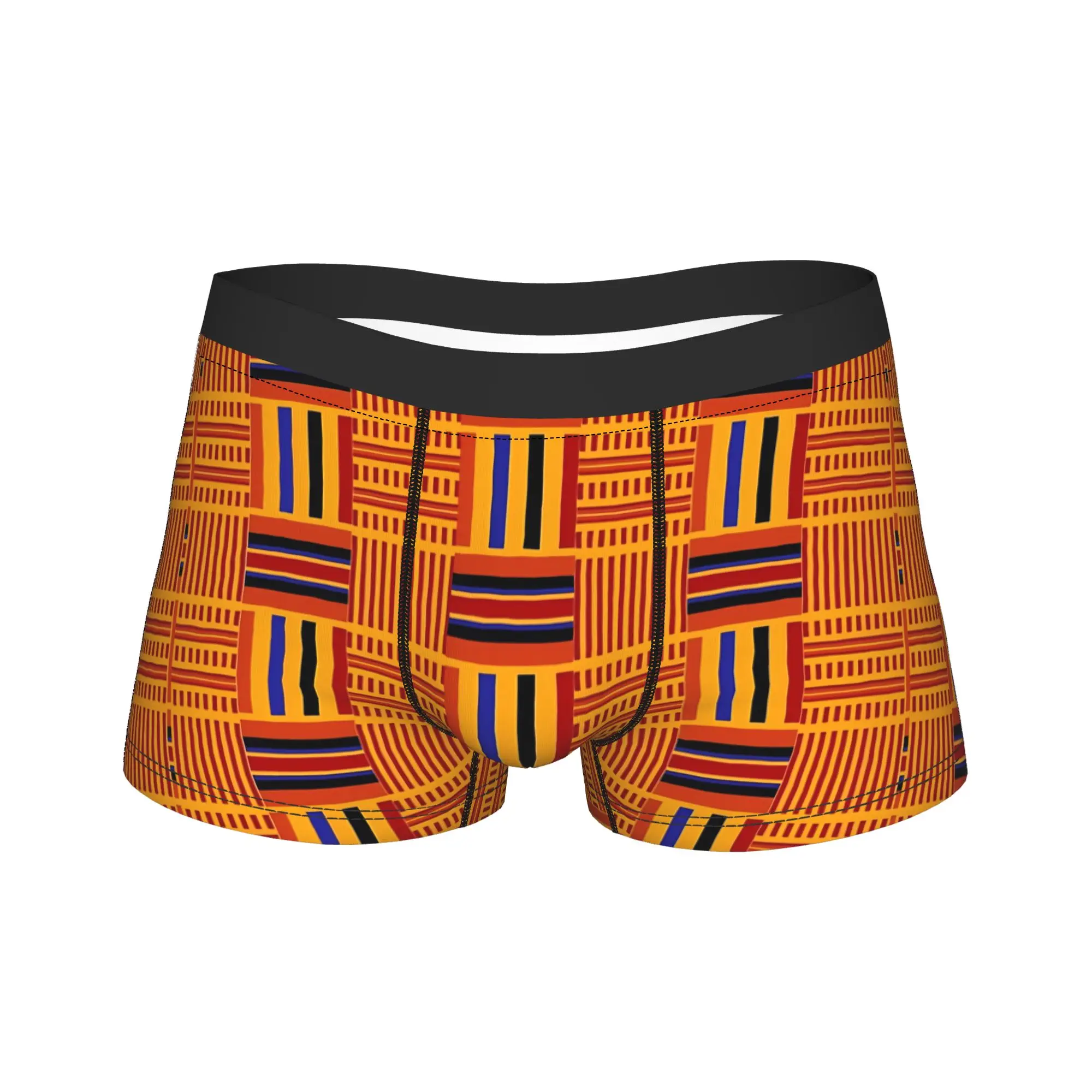 African Pattern Authentic Kente Cloth Boxer Brief  Underwear Hot Sale Men's Elastic Boxershorts Custom DIY Plus Size Underpants