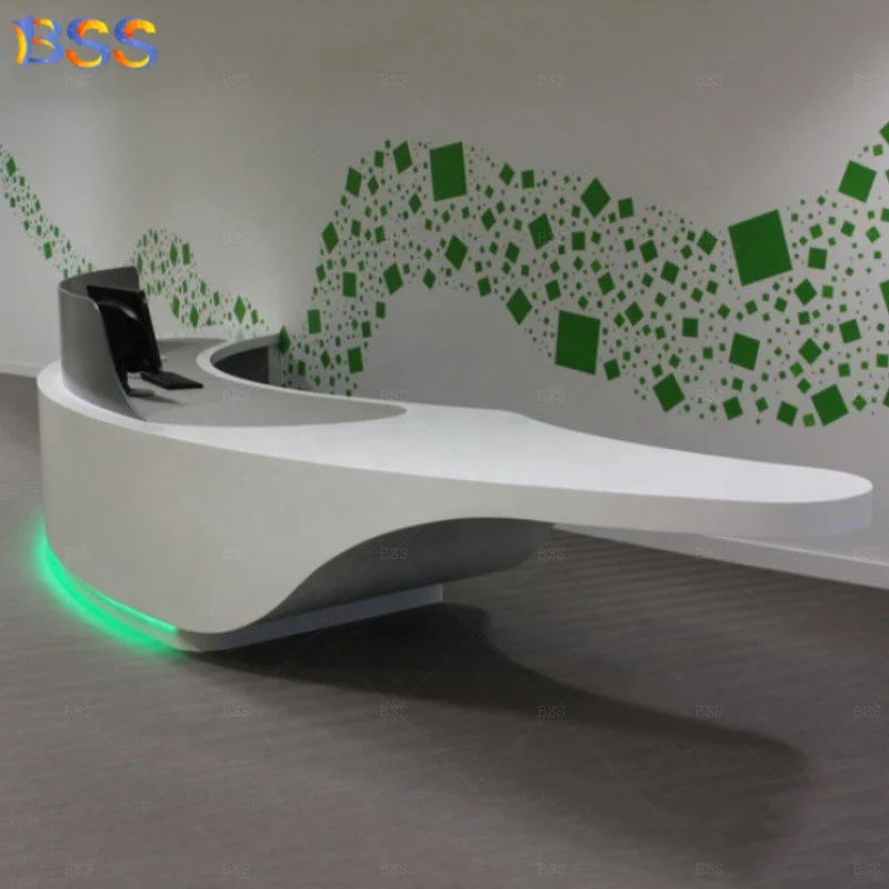 L Shape Office Reception Desk For Sale Modern Design Custom Made Led Light Corian White Reception Desk For Office