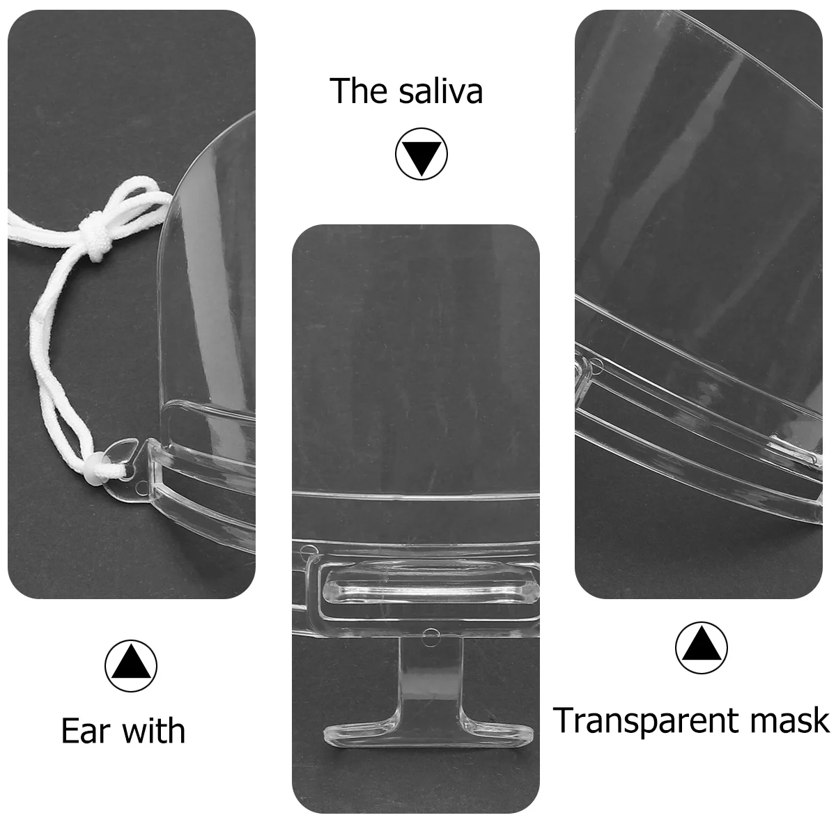Maschera per il viso trasparente antiappannamento da 10 pezzi in plastica leggera e confortevole per l'uso della ristorazione dell'hotel del ristorante