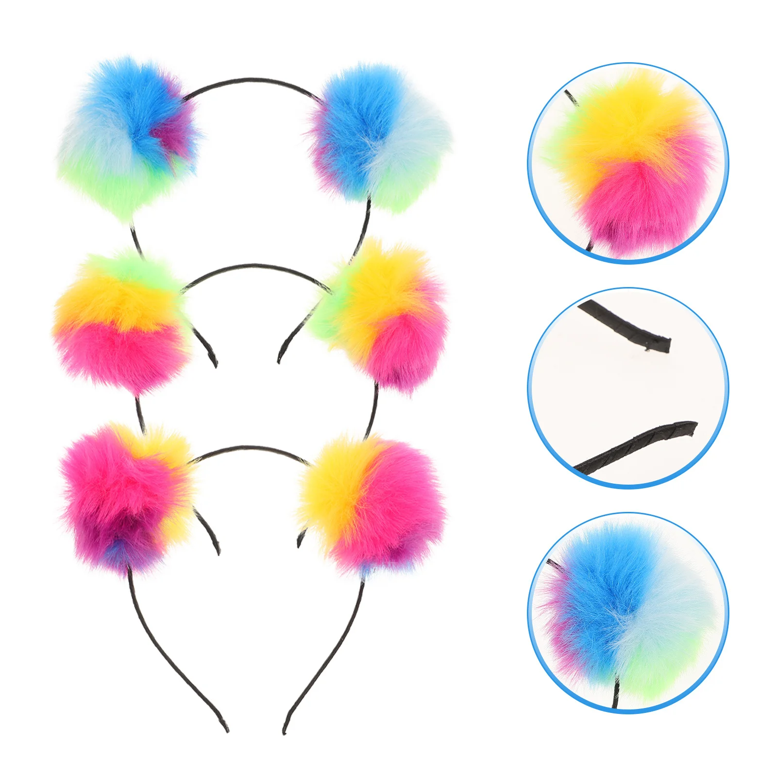 3 stuks pompom bal kat oor hoofdband iriserende band voor kinderen meisjes festival feestkleding kostuum vakantie cadeau idee