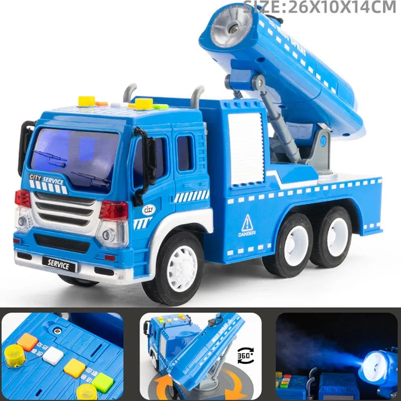 Large Simulation Engineering Sprinkler Model Inertia Transporter Concrete Cement Truck Light Music Children Toys Gifts