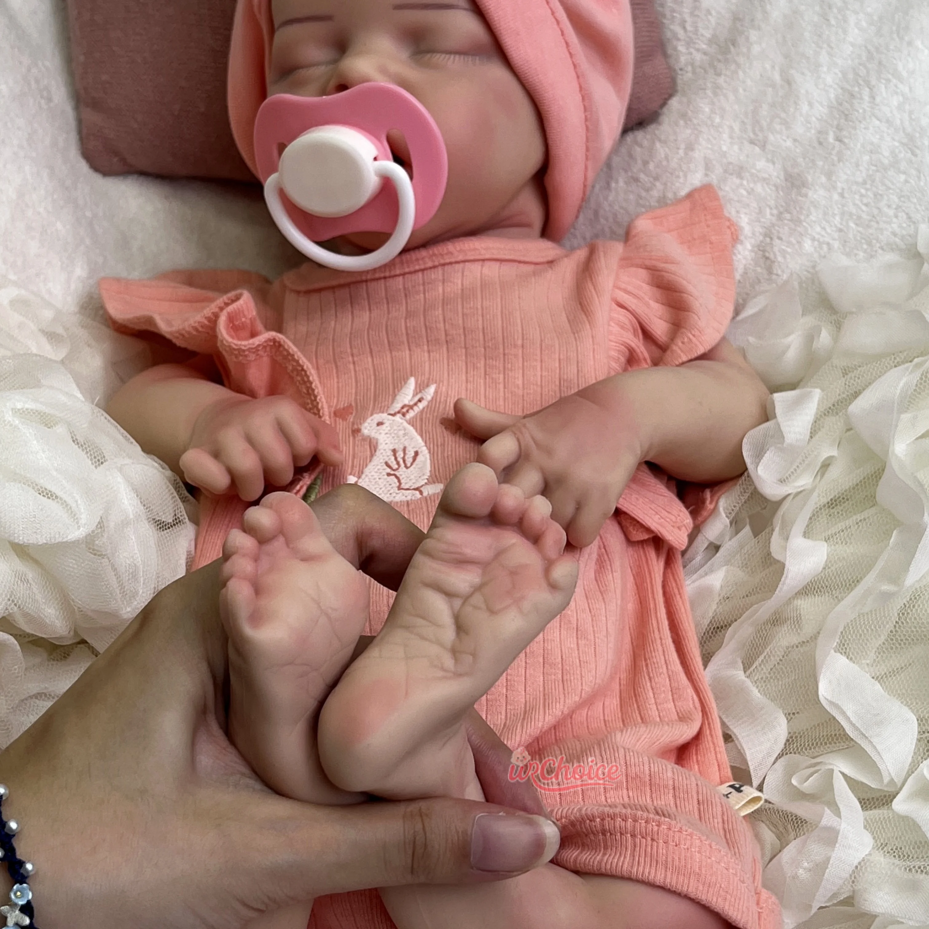 Muñeca Reborn de silicona coleccionable de 18 pulgadas, boca abierta, bebés realistas, niña recién nacida para compañero emocional