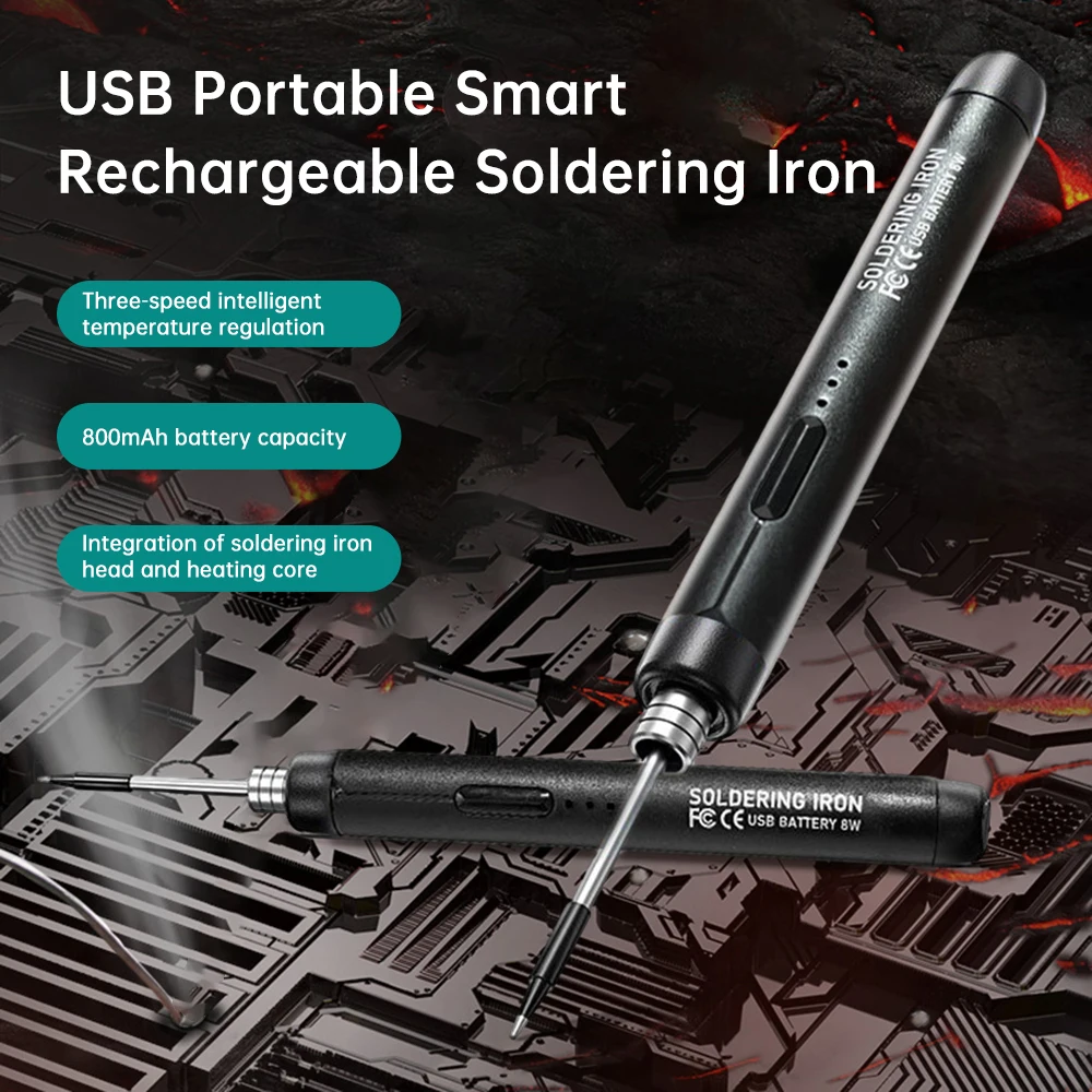 1 Set of Portable Electric Soldering Iron with Internal Heating USB Charging Wireless Home Electric Soldering Iron Set