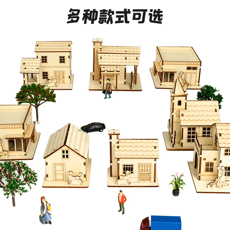 Tiny House Mockup Miniature House Cabin Wooden Constructor Prefabricated House Wooden Craft Toy City Building Scene Accessories