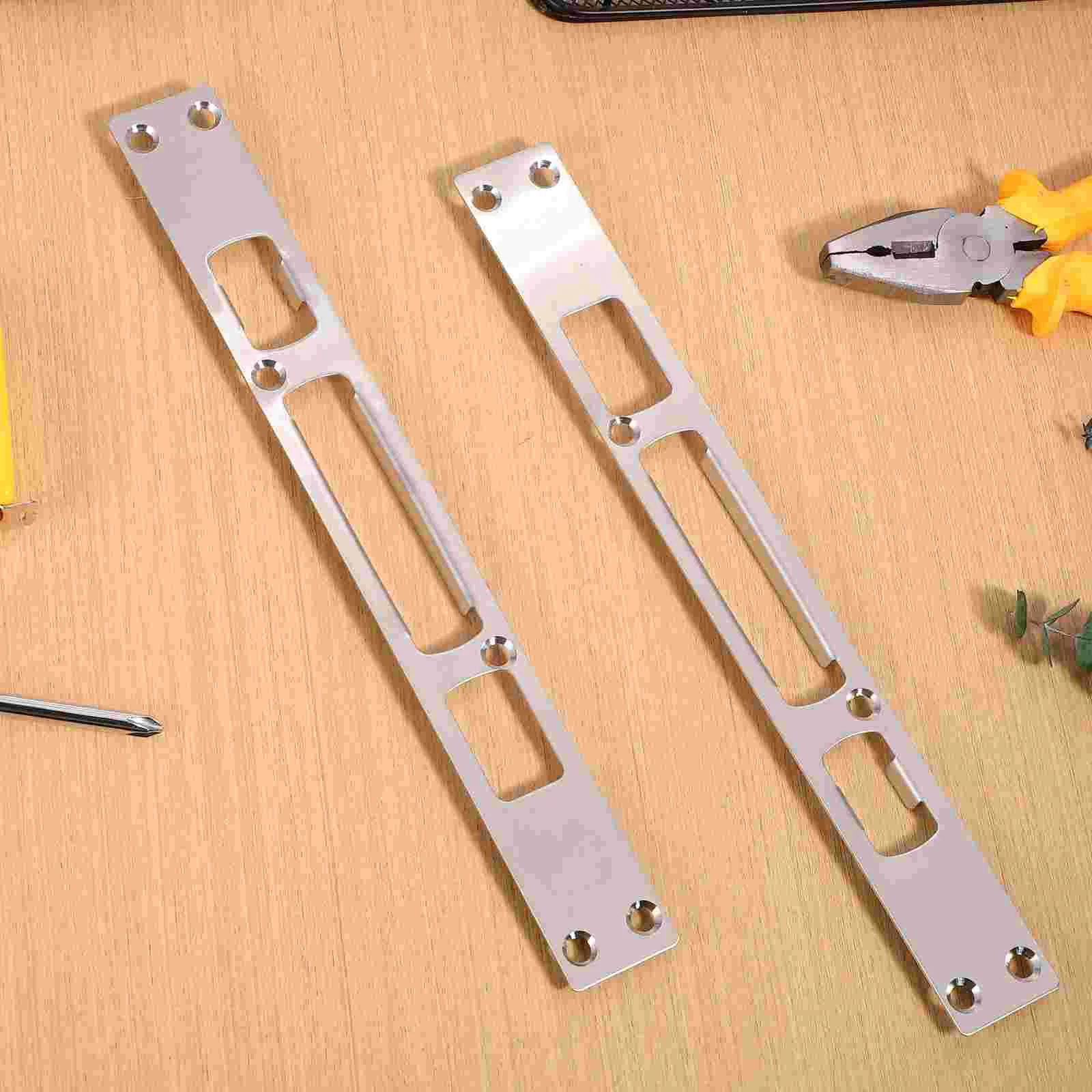 Placas de refuerzo de marco de puerta, cubierta de seguridad de acero inoxidable de 1,2mm de espesor, cerradura de puerta negra y plateada, 2 uds.