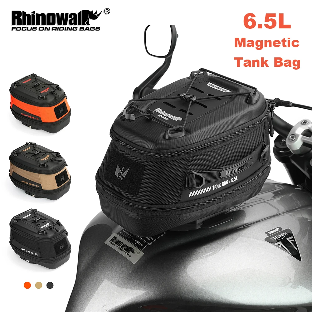 

Магнитная сумка на бак для мотоцикла Rhinowalk, 6,5 л, быстросъемная расширяемая мотоциклетная сумка с дождевиком для BMW KTM HONDA и т. д.