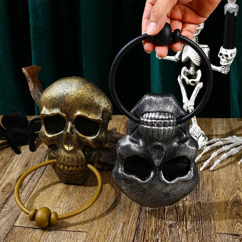 

Дверной звонок в виде черепа на Хэллоуин, дверной звонок в виде черепа, готический ужас, каркас, дверной звонок с блестящим призраком, привиденные глаза