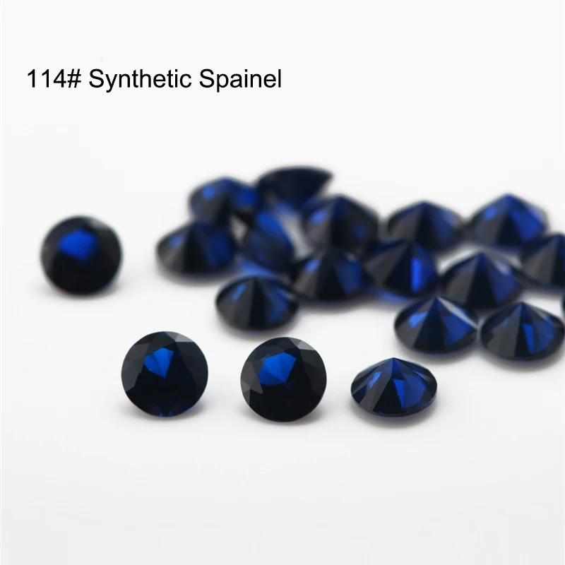 Blaue synthetische Spinell-Steine, runder Brillantschliff, 1 mm–12 mm, lose Edelsteine zur Schmuckherstellung, 112 # 113 # 114 # Farbe – Detail 5