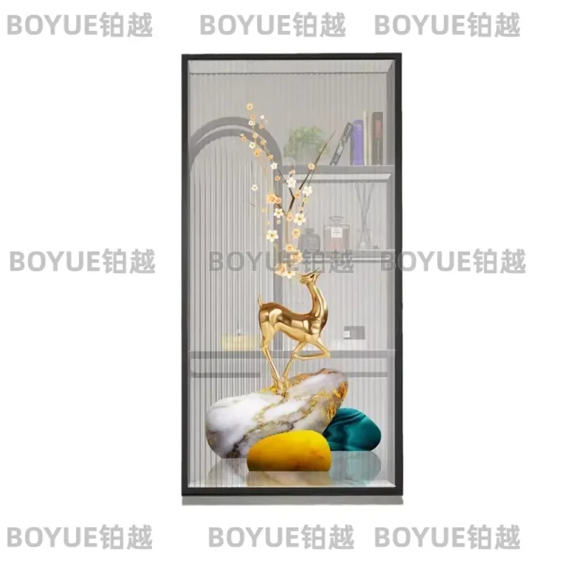 Changhong Glass Art Partition Screen Metal Half Wall Shelf for Bathroom Dry Area Living Room Simple Light Luxury Decor