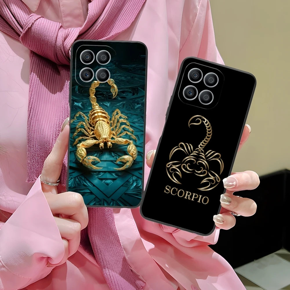 Colored Golden Scorpio Mobile Cell Phone Case for Huawei Honor 90 80 70 60 50 30 20 10 9 8 7 Pro S SE Lite 5G Black Cover Shell