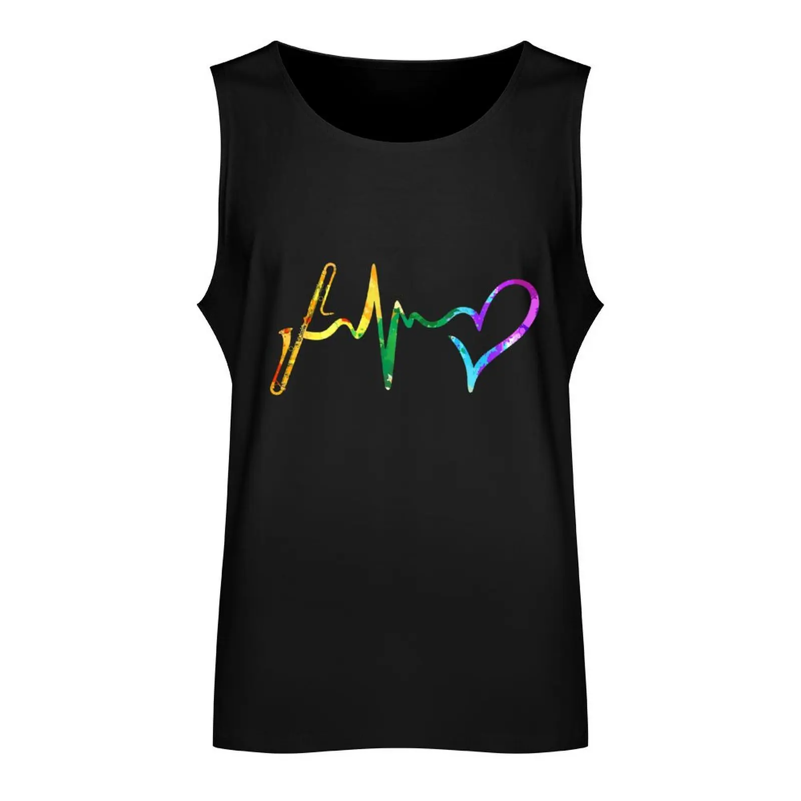 contrabass clarinet heartbeat watercolor Tank Top fitness gym accessories man Men's t-shirts cute tops