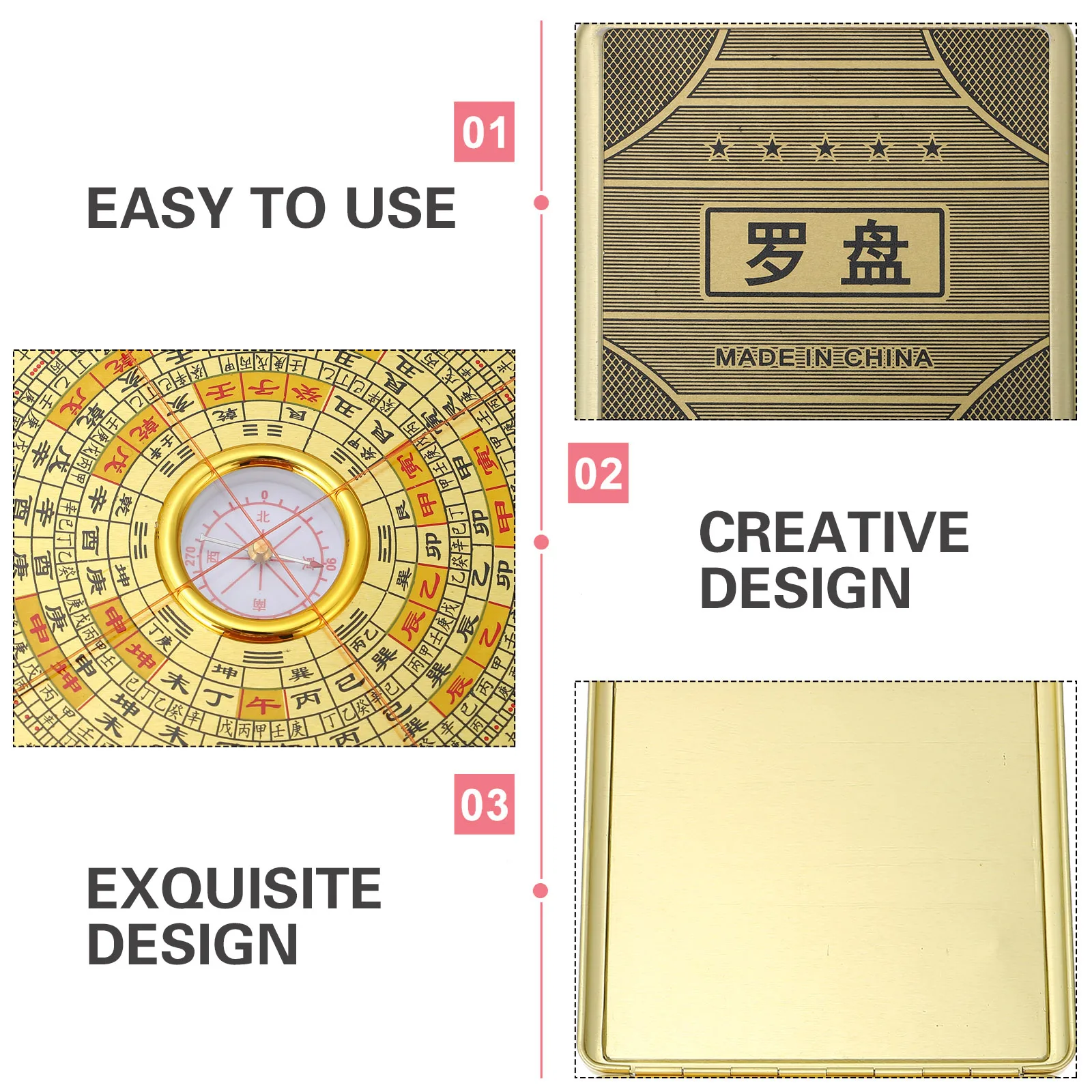 

1Pcs Pan Compass Feng Shui Square Design with 360 Degree Scale Camping Survival Outdoor Activity Tool for Hiking Geology