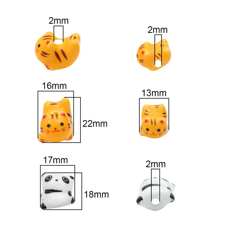 حبات سيراميك لصنع الحلي ، حبات بورسلين ، قطة محظوظة ، سمك سمين ، حيوان ، أنيمي ، أساور ذاتية الصنع ، أقراط ، قلادة ، 2 * *