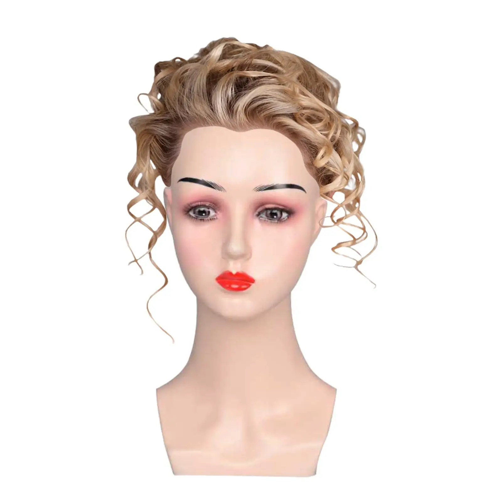 Female Wig Head Mannequin Realistic with Makeup Hat Display Rack Manikin for Wigs Making Styling Glasses Hats