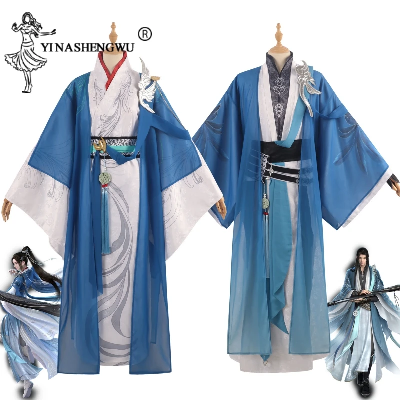 Game Justice Cosplay Anime Divine Costume Blue HANFU Swordsman Suit Killer Outfit Coat Women Shirt Ancient Cloth Halloween Props