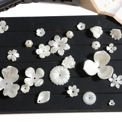 10Pc Ivory Acrylic Flower End Bead Caps ABS Pearl Petal Loose Beads DIY Hairpins Earrings Jewelry Making Clothing Sewing Finding