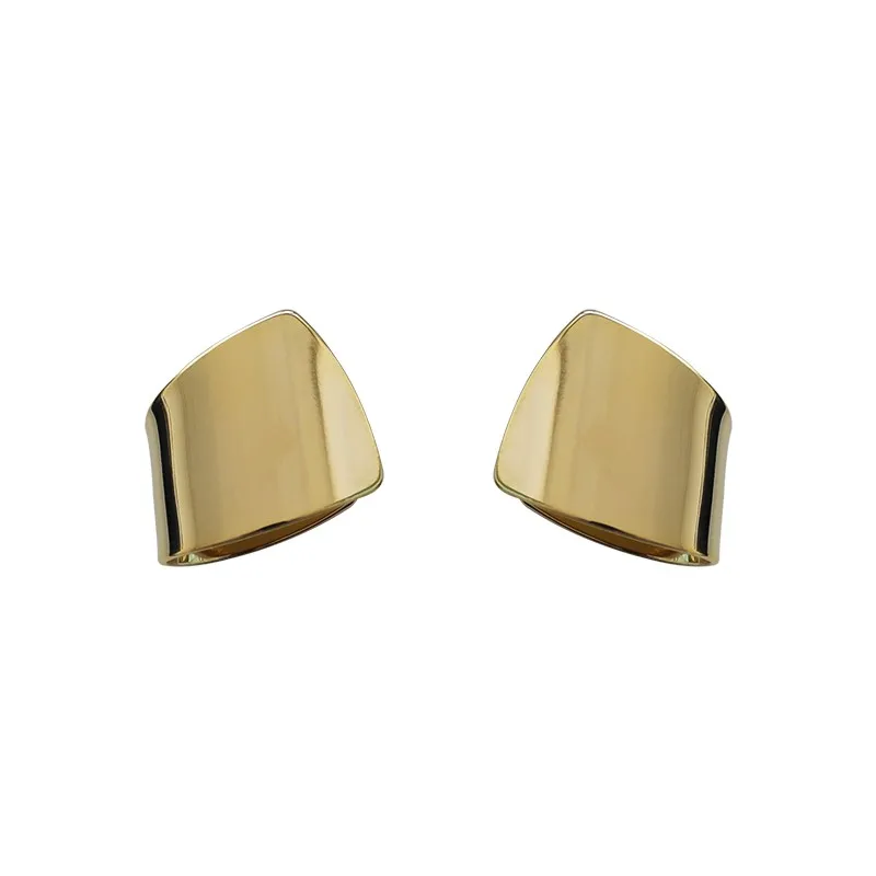 

European and American style exaggerates glossy geometric advanced texture stud earrings