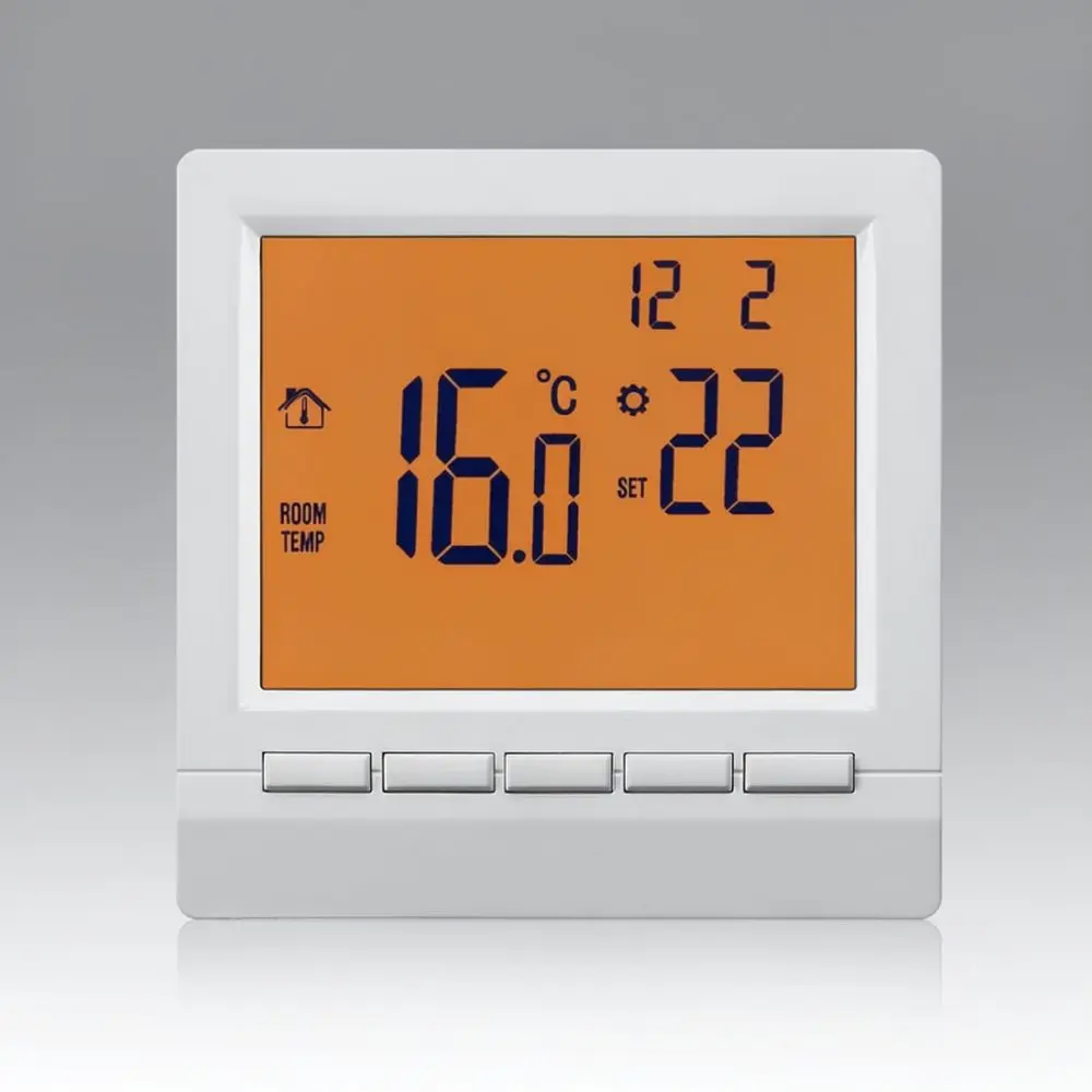 Intelligent Room Heating Thermostat For Gas Boiler Battery Operated LCD Screen Wall Mounted Weekly Programmable Device