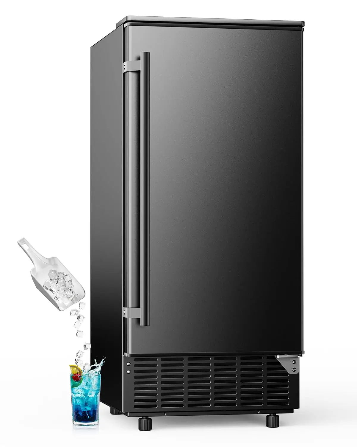 

Commercial Under Counter Ice Maker with Drain Pump, Produces 85Lbs Daily Output, 24Lbs Storage Capacity,, Customized