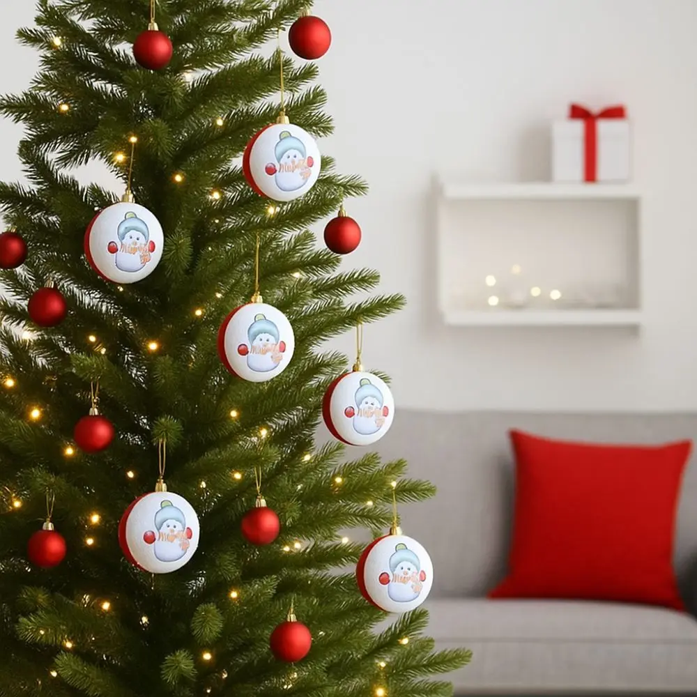 

3PCS/SET Flocked Christmas Tree Ornament Cartoon Shimmer Christmas Hanging Ball Colorful Snowman/Santa Claus/Elk