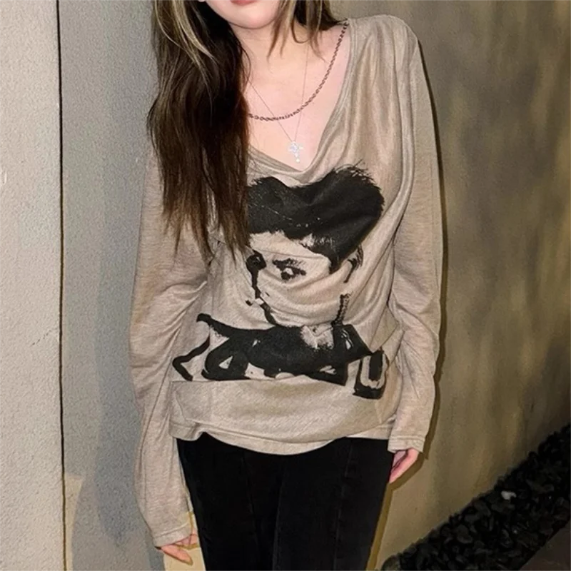 Sommer Streetwear Oansatz 90s Druck Tops Frauen Harajuku Y2k Kleidung Vintage T-shirt Ästhetischen Dünne T-shirt Durchsichtig