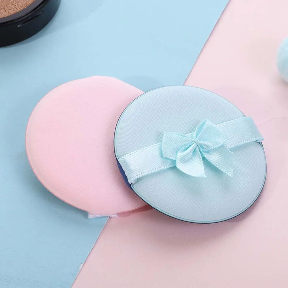 2Pcs/set Fluffy Makeup Puff Soft Washable Dry Wet Use Foundation Powder Puff Bowknot Puff Set Cosmetic Puff Cosmetics