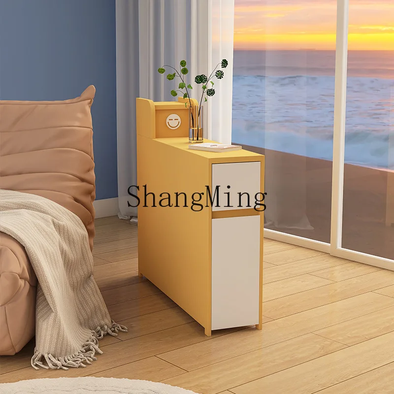 SM Smiley Face Sofa Side Cabinet Sideboard Solid Wood Living Room with Charging Simple Modern Narrow Storage Organizer Mobile