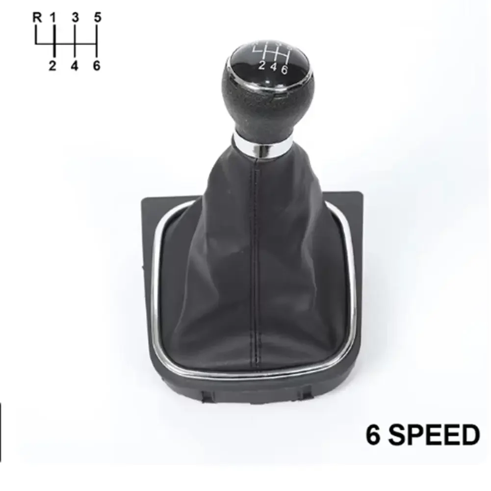 5/6 Speed Gear Shift Knob With PU Leather Boot For Golf For MK5 MK6 Manual Gearbox Handle For Jetta 2005-2014 Interior Parts