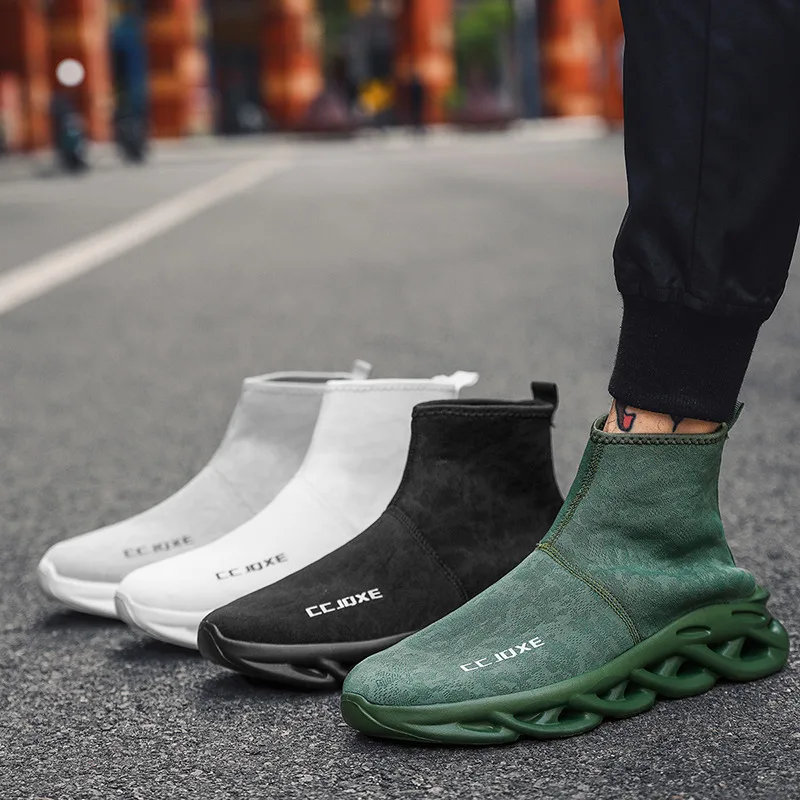 Hot Sale Green Men’s Casual Sneaker Large Size 47 Comfort Socks Sports Shoes Men Breathable High Top Sock Training Shoes For Men