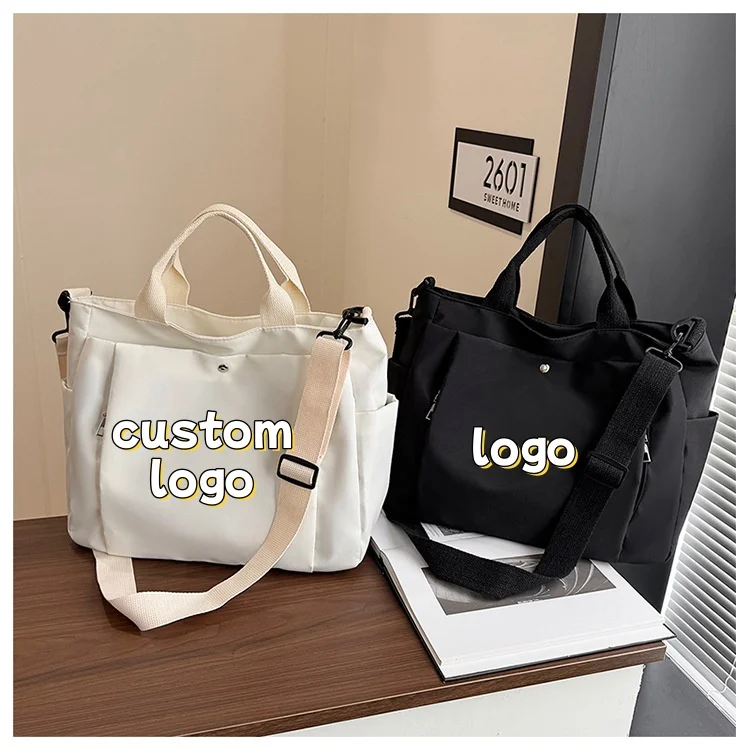 

Custom Logo Tote Bag 2-in-1 Handbag & Crossbody Bags Large Capacity Nylon Shoulder Bags Casual Work & Travel Bag for Women Men