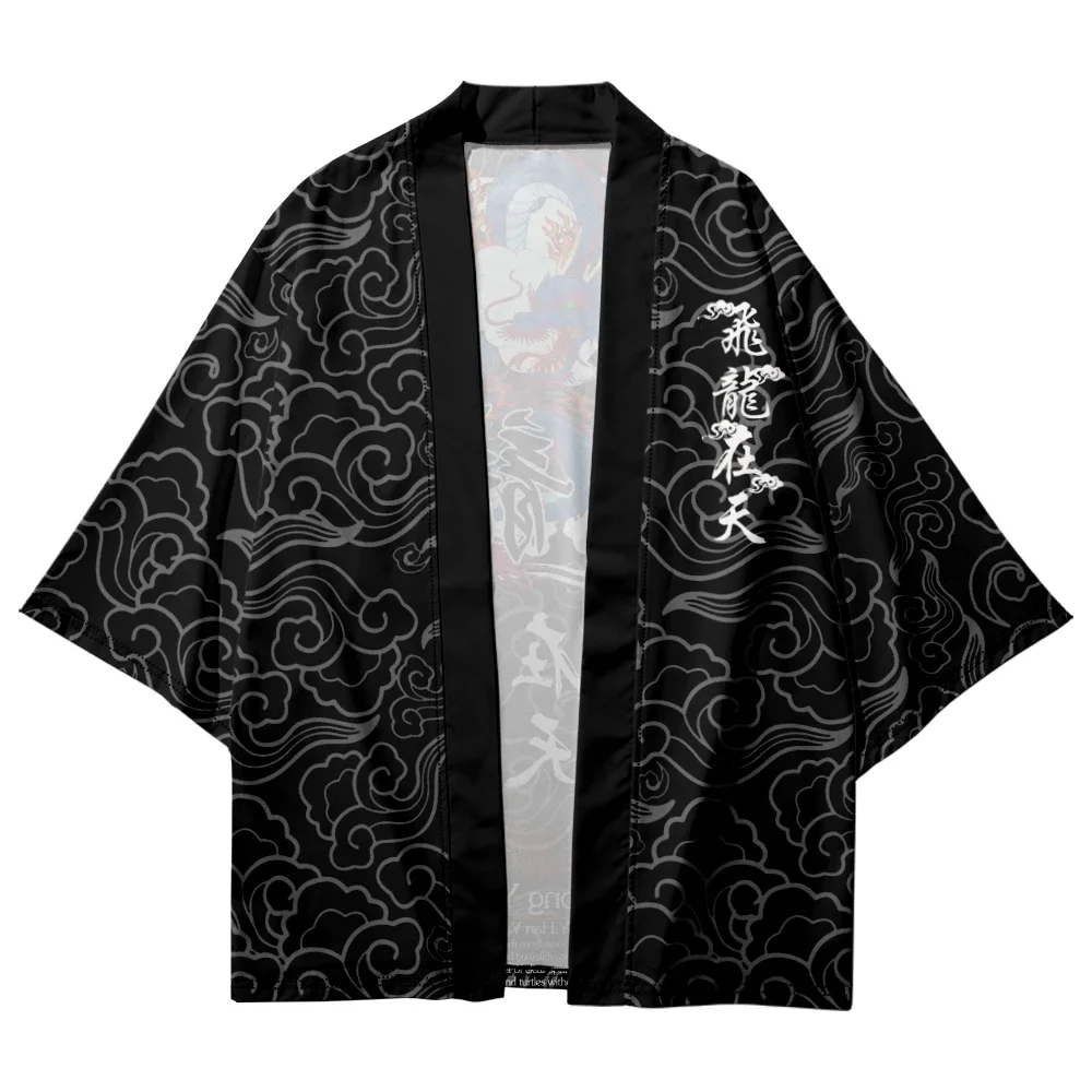 Men Chinese Anime Dragon Print Cosplay Haori Women Cardigan Yukata Shirt Summer Traditional Samurai Japanese Kimono
