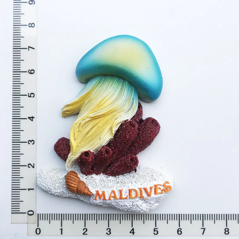 

Maldives Jellyfish Creative Fridge Magnet Cultural Landscape Resin Message Stickers Tourism Souvenir Decoration Crafts