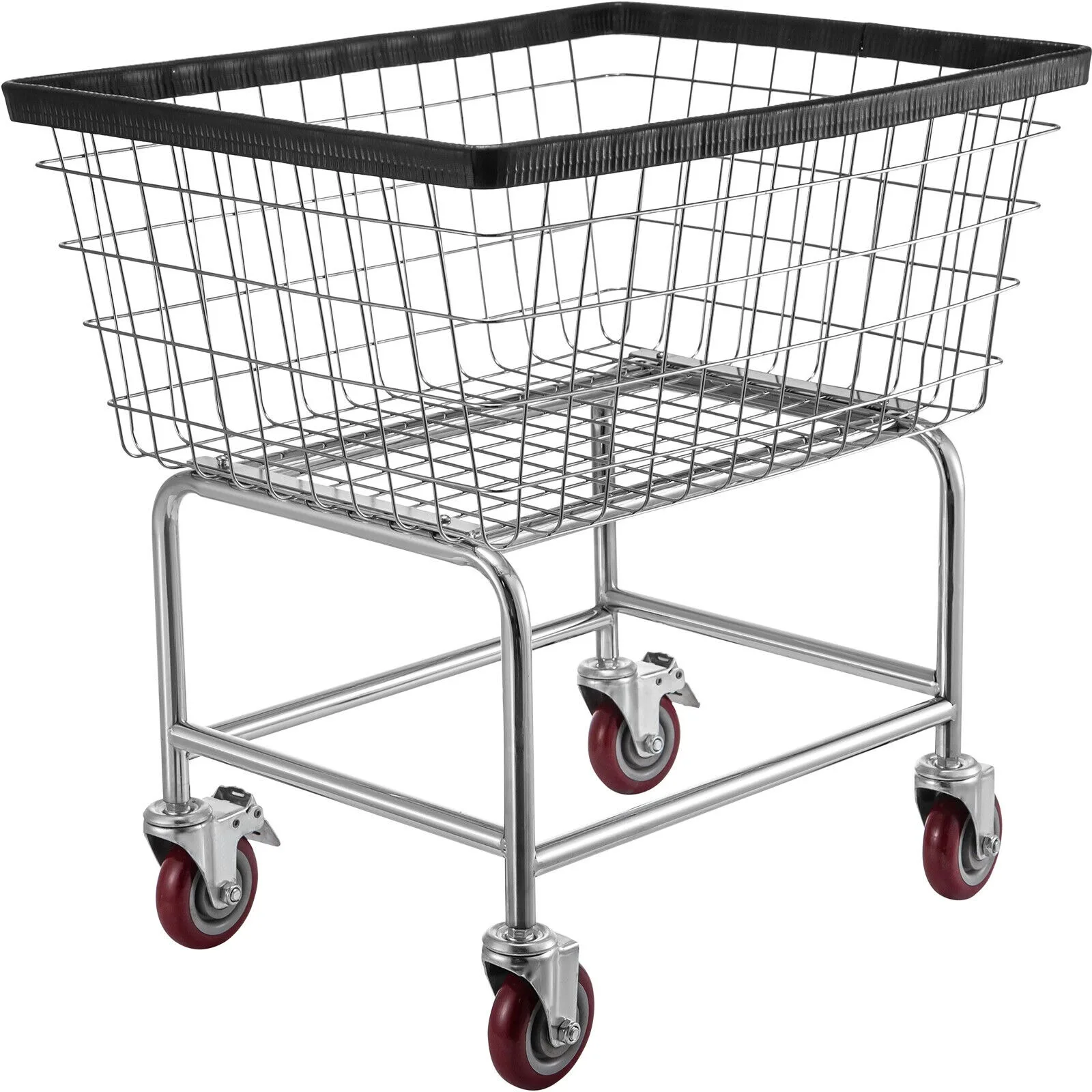 Commercial Wire Laundry Basket Cart 2.5 Bushel 22''x27''x27.5''4'' Wheels United States