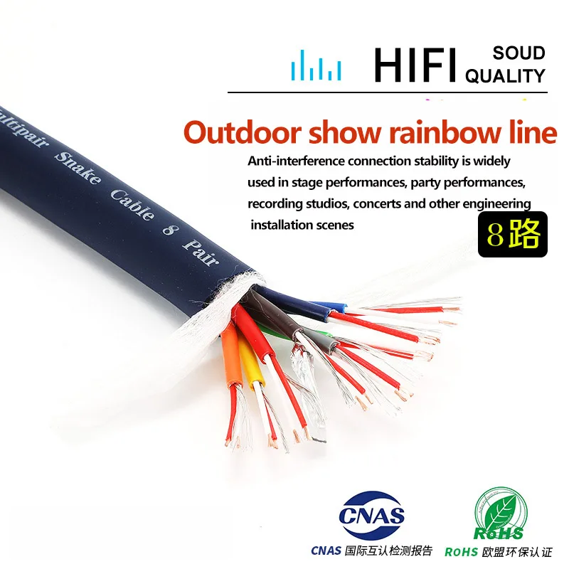 1-6 Meter AVSSZ Multichannel Cable 2/4/8/12/16/24 Way Multi-core Audio Stage Signal  Cable Mixer XLR Male /Female Rainbow Cable