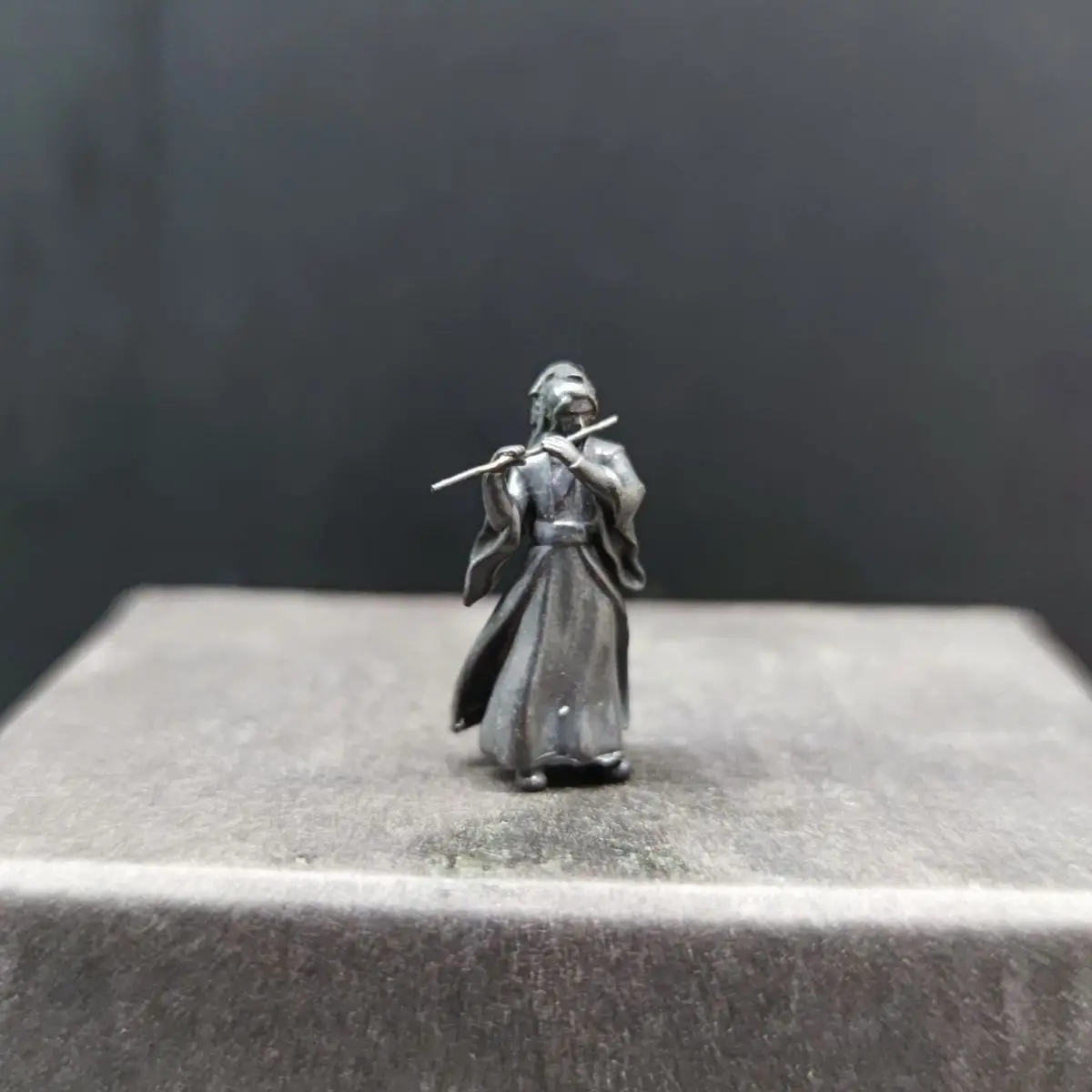 Brass Antique-style Male Flute Player Knight, Tea Pet Bonsai Chinese Style Miniature Landscape Figurine