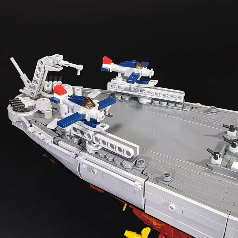 MOC World War II USS Lowa BB-61 Warship Ship Building Blocks Set Military Battleship Boat Bricks DIY Toys Children Birthday Gift