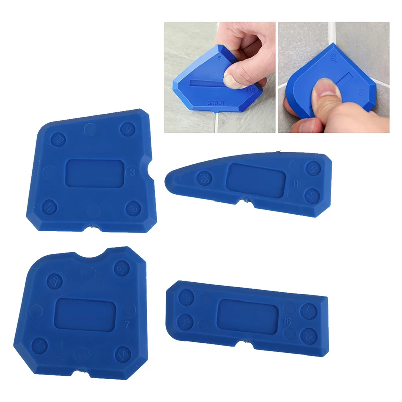 4Pcs Silicone Sealant Tool Spreader Finish Kit Caulk Tile Grout Applicator Window Door Cement Caulk Removal Tool