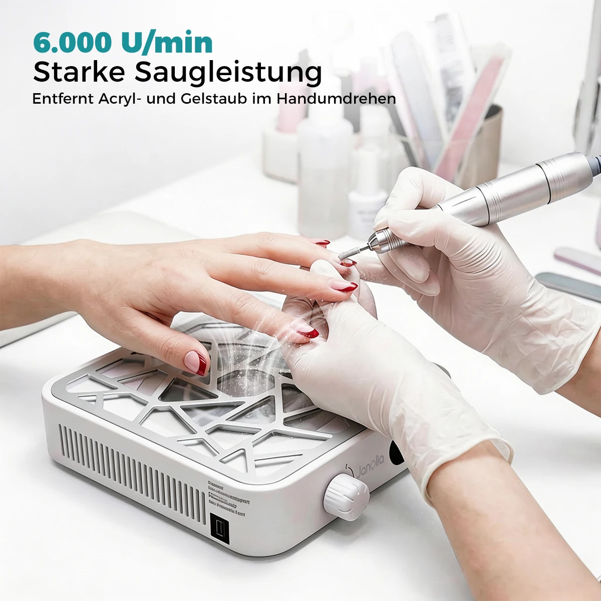 Dust Collector Cordless 6000RPM Nail Vacuum 10-Speed Adjustable Nail Dust Extractor Machine with 30Pcs Filter Papers