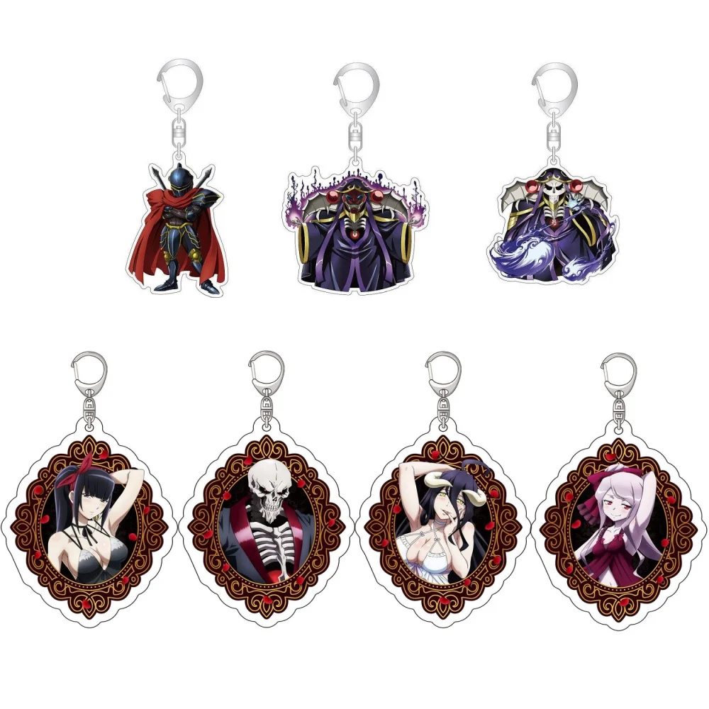 Anime Peripheral Store Overlord Ainz Albedo Shalltear Narberal Acrylic Keychain Pendant Ornamen Fans Charm Gifts About 6cm