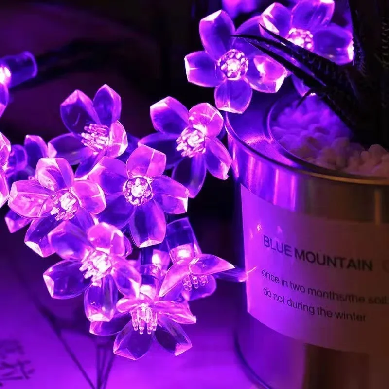 Luci solari a forma di fiore di ciliegio a LED Luci decorative da giardino per festival impermeabili per esterni Matrimonio Compleanno