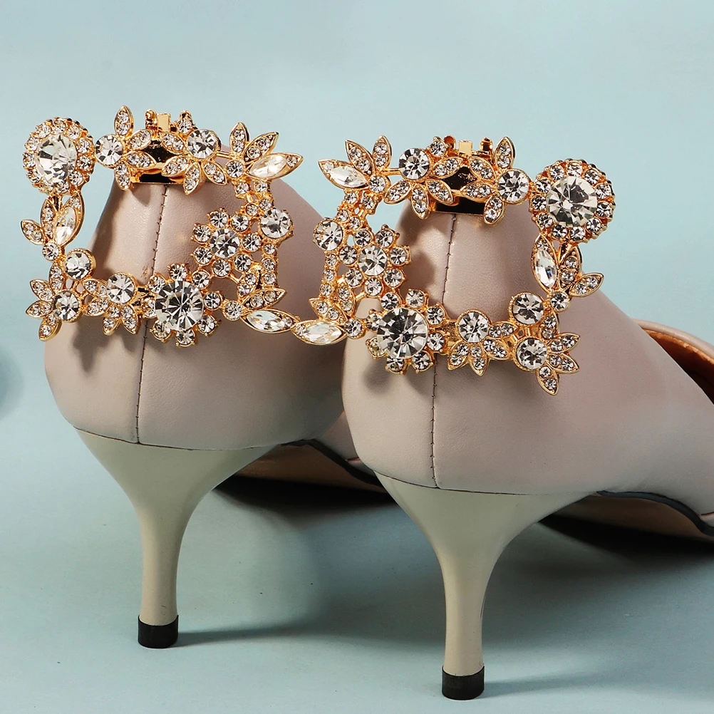 

2pcs Wedding Clips Rhinestone High Heel Buckle Removable Charms Decorative Buckles For Women Elegant Shoe Accessories