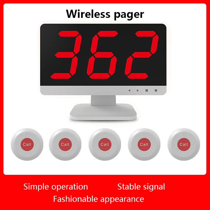 Wireless Desktop Pager Set Customer Service Waiter Table Calling System Guest Call Button for Tea Houses Restaurant Bar Hospital