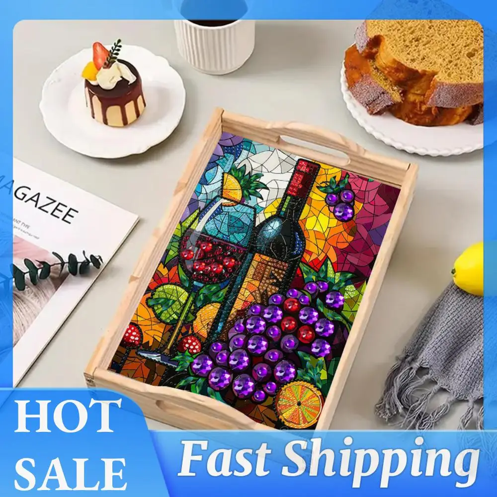 

Diamond Painting Wooden Tray Serving Platter DIY Diamond Art Wooden Tray Arts and Craft Gifts Trays Decor Gift Home Decor