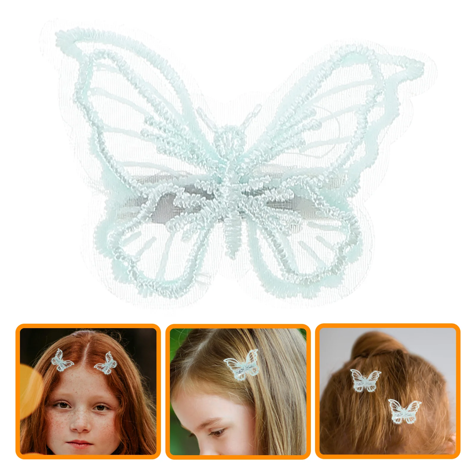 5 Pcs Butterfly Hair Clip Wedding Clips Bow Tie Embroidery Accessories Aluminum Alloy DIY Barrettes