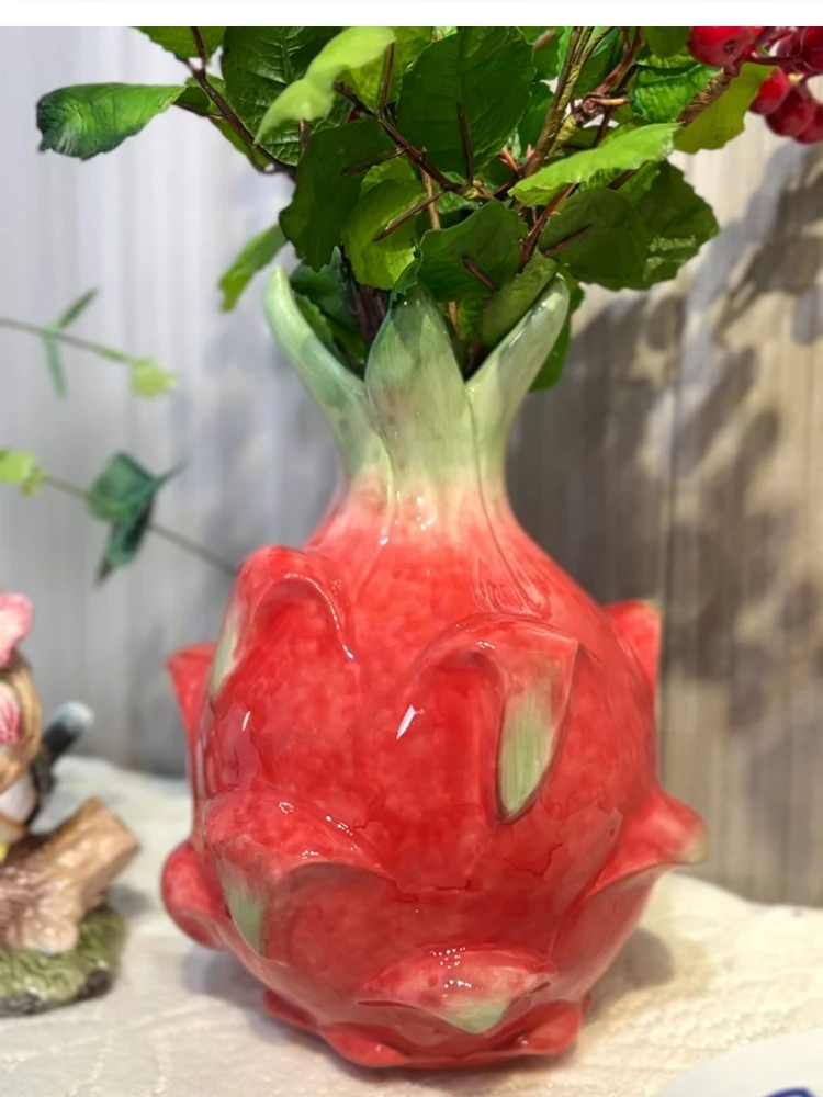 European pastoral style ceramic vase dragon fruit decoration home living room TV cabinet new house crafts