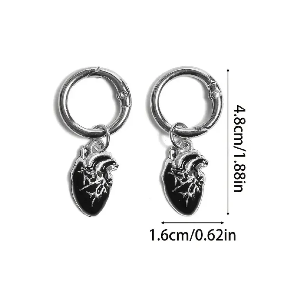2pcs Black Heart Punk Shoe Charms, Perfect Halloween Gift fo